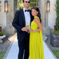 Yellow fashion elegant long chiffon ball gown evening dress wedding guest party dress gh3430