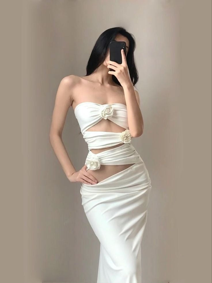 White Sexy Elegant Fashion Long Satin Evening Dress Prom Dress Wedding Guest Dress gh4195