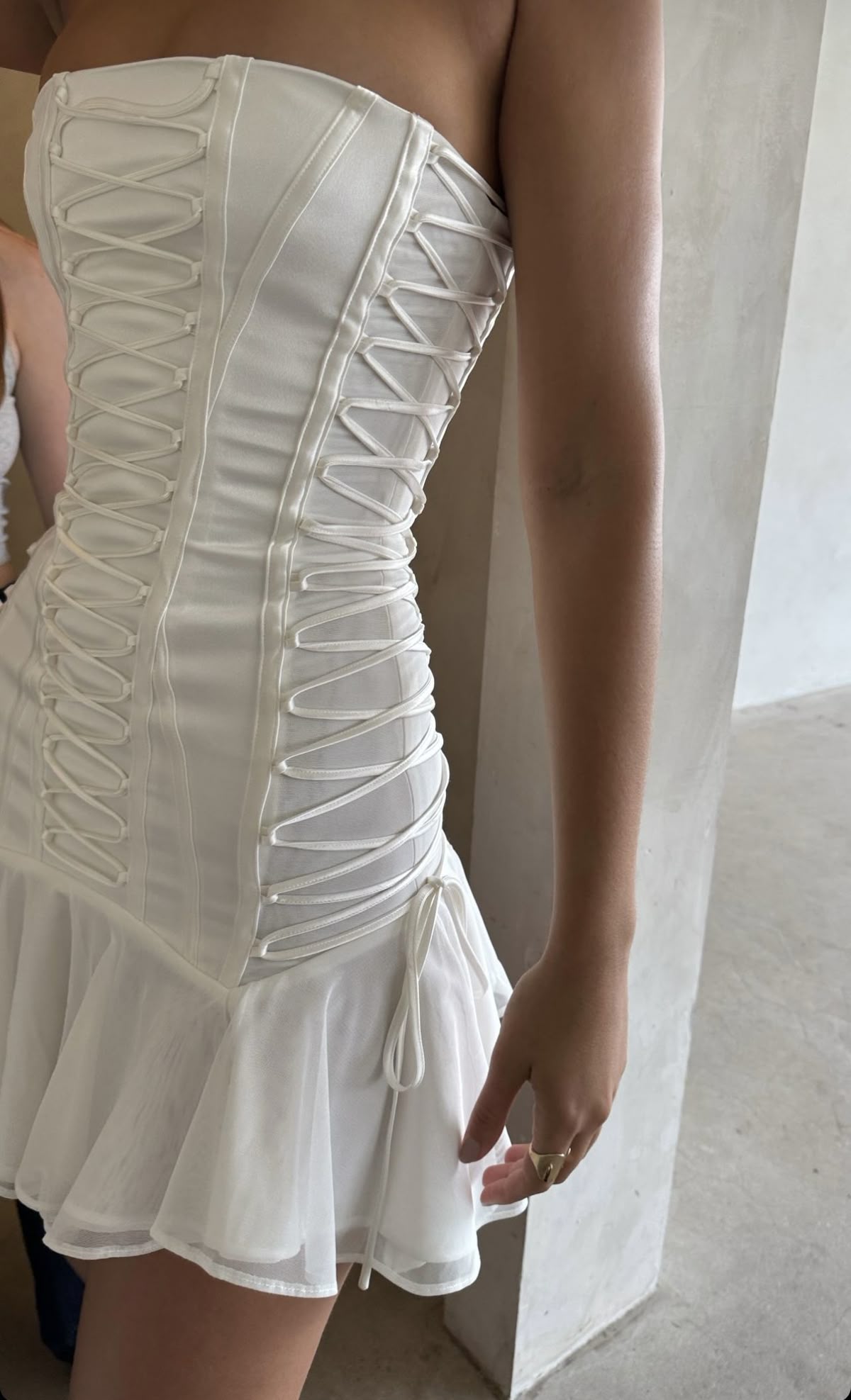 Girlhomeshops--White stylish off-the-shoulder bodycon short 15th birthday outfit formal homecoming dress gh5466