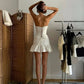 Girlhomeshops-White Short Satin Homecoming Dress Birthday Dress gh5281