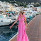 Pink Sexy Elegant Chiffon Simple Long Evening Dress Garden Party Dress gh3023