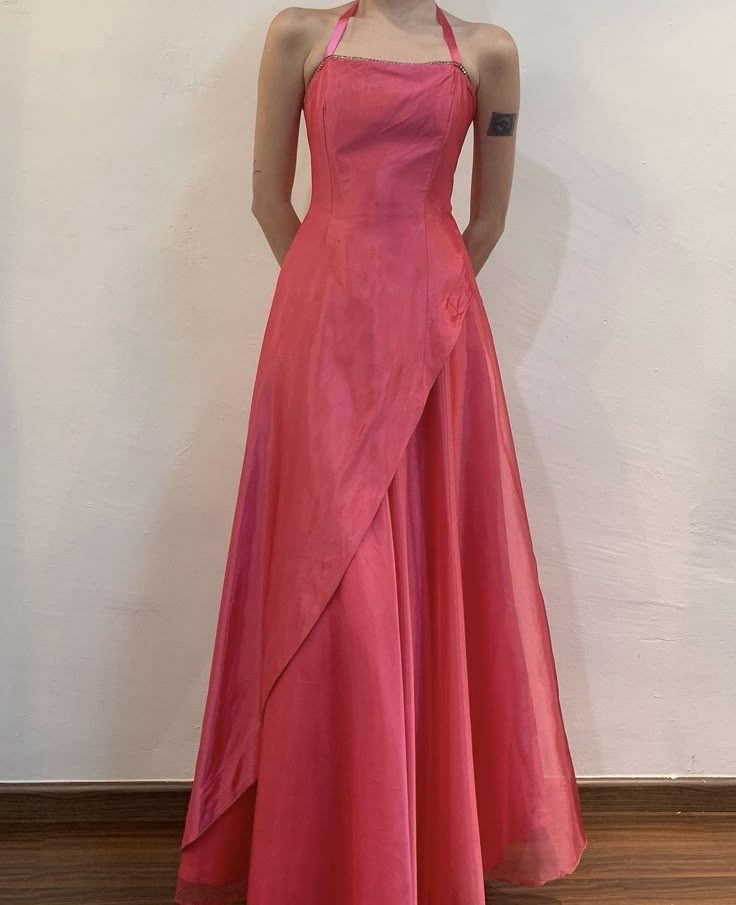 Pink Vintage Elegant Formal Long Satin Ball Gown Evening Dress Party Dress gh4346