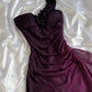 girlhomeshops - Robe de soirée asymétrique violette à paillettes dégradées et à volants froncés gh6006