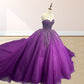 girlhomeshops - Robe de bal/robe de mariée longue en tulle violet scintillant et délicatement perlé gh6186
