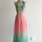 girlhomeshops-Pink-Green Gradient Chiffon Halter-Neck Embroidered Rhinestone-Embellished Floor-Length Retro-Style Gown gh6373
