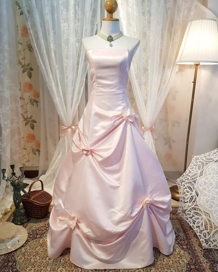 Robe de soirée longue plissée en satin rose vintage élégante gh3378