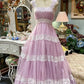 Pink Elegant Exquisite Lace Long Layered Chiffon Ball Gown Evening Dress Wedding Guest/Birthday Party Dress gh4129