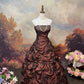 girlhomeshops-Brown Shimmering Long Satin Ball Gown gh6295