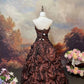 girlhomeshops-Brown Shimmering Long Satin Ball Gown gh6295