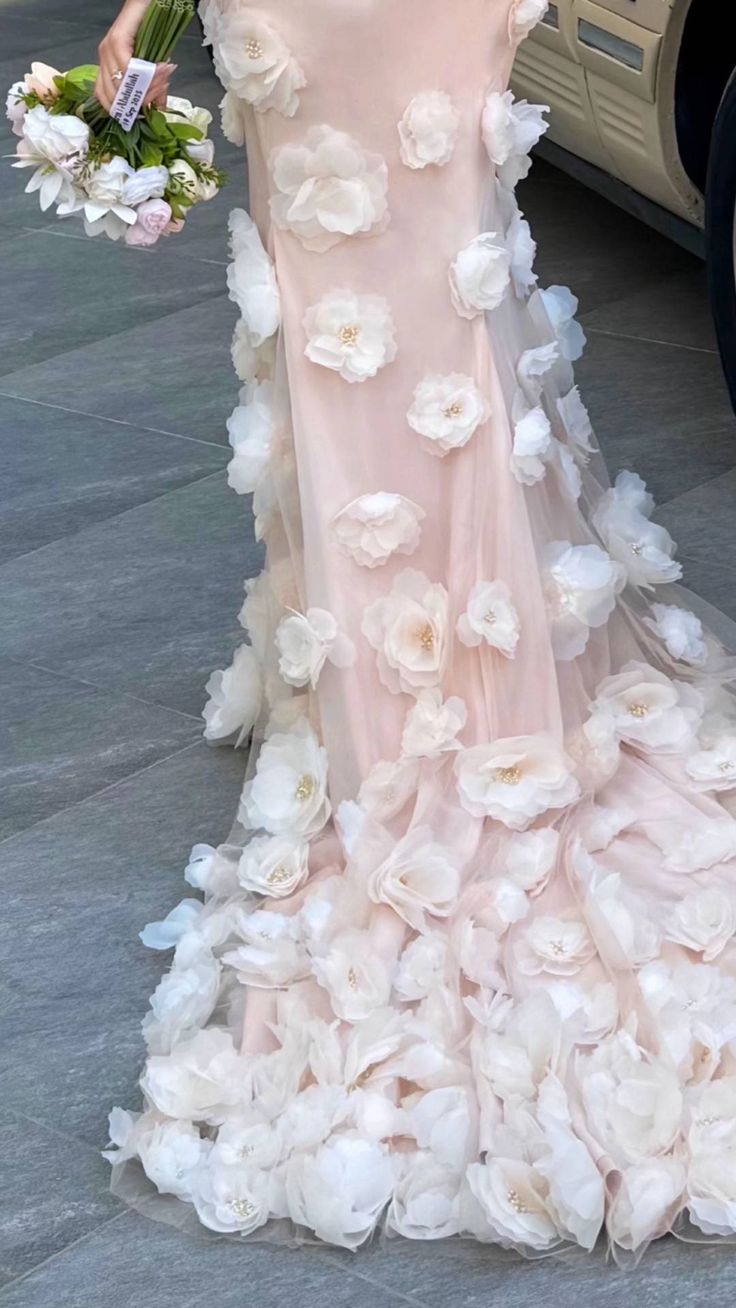 Girlhomeshops - Robe de mariée sirène moulante longue en tulle, élégante et rose, motif floral, gh5952