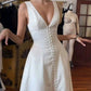 girlhomeshops--White elegant short satin homecoming dress for women girls gh5715