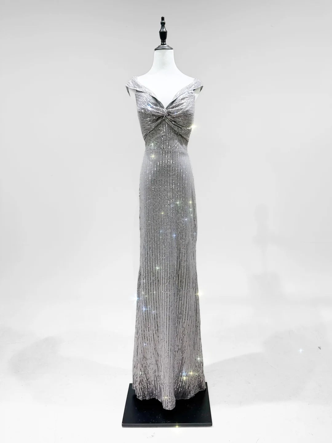 Girlhomeshops-Silver shiny fashion sequins long prom dress birthday party dress gh5419