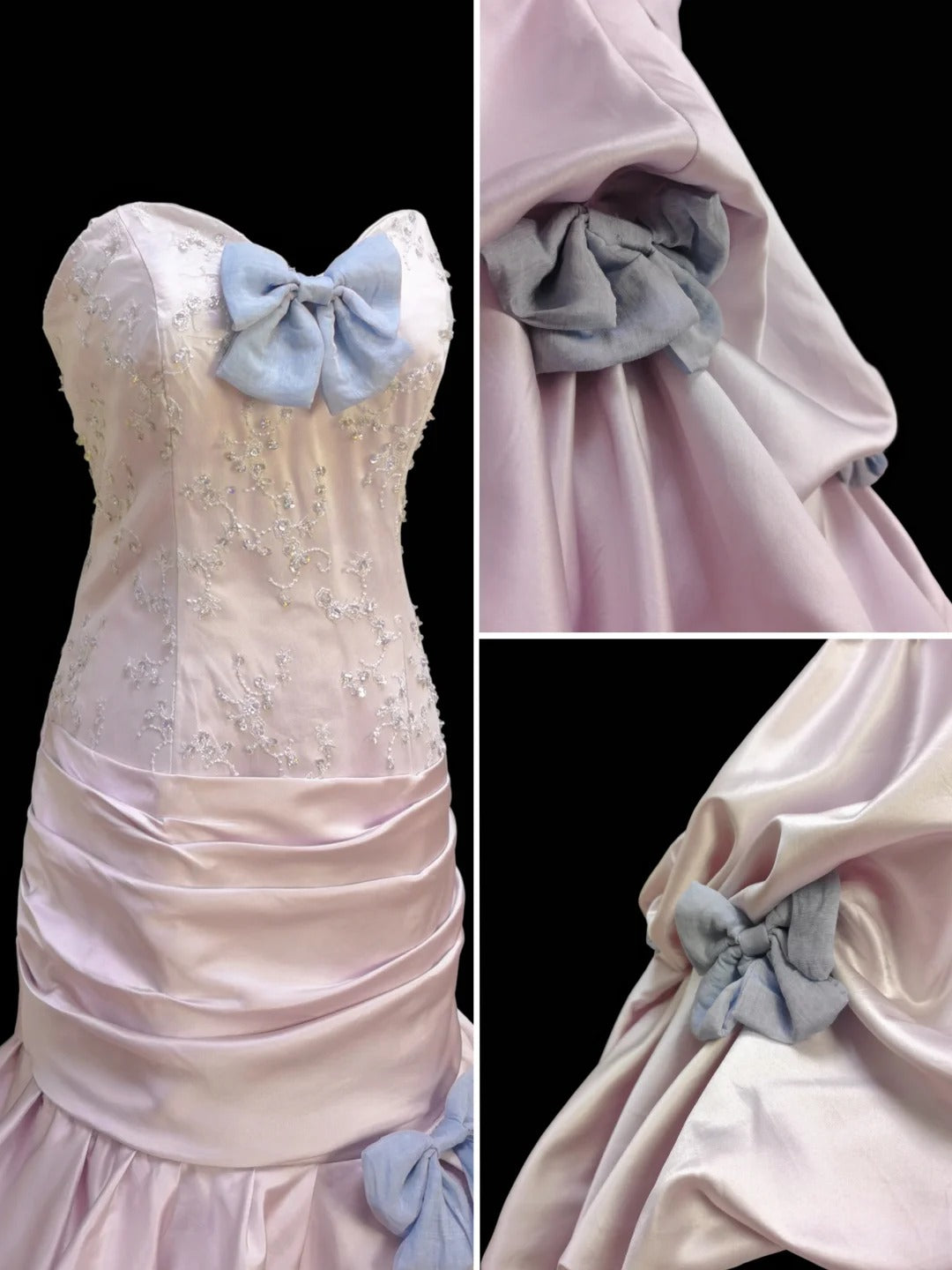 Robe de soirée longue rose avec nœud décoratif et robe de bal longue au sol, robe de cérémonie pour adulte, robe d'anniversaire gh4100