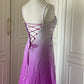 Pink Purple Gradient Fashion Elegant Retro Rhinestone Long Chiffon Ball Gown Evening Dress gh4339