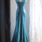 Blue Elegant Satin Long Mermaid Slim Fit Floor Length Ball Gown Evening Gown Prom Dress gh4201