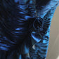 Blue Beaded Floral Homecoming Dress Short Satin Ball Gown Evening Gown Graduation Gown gh4495