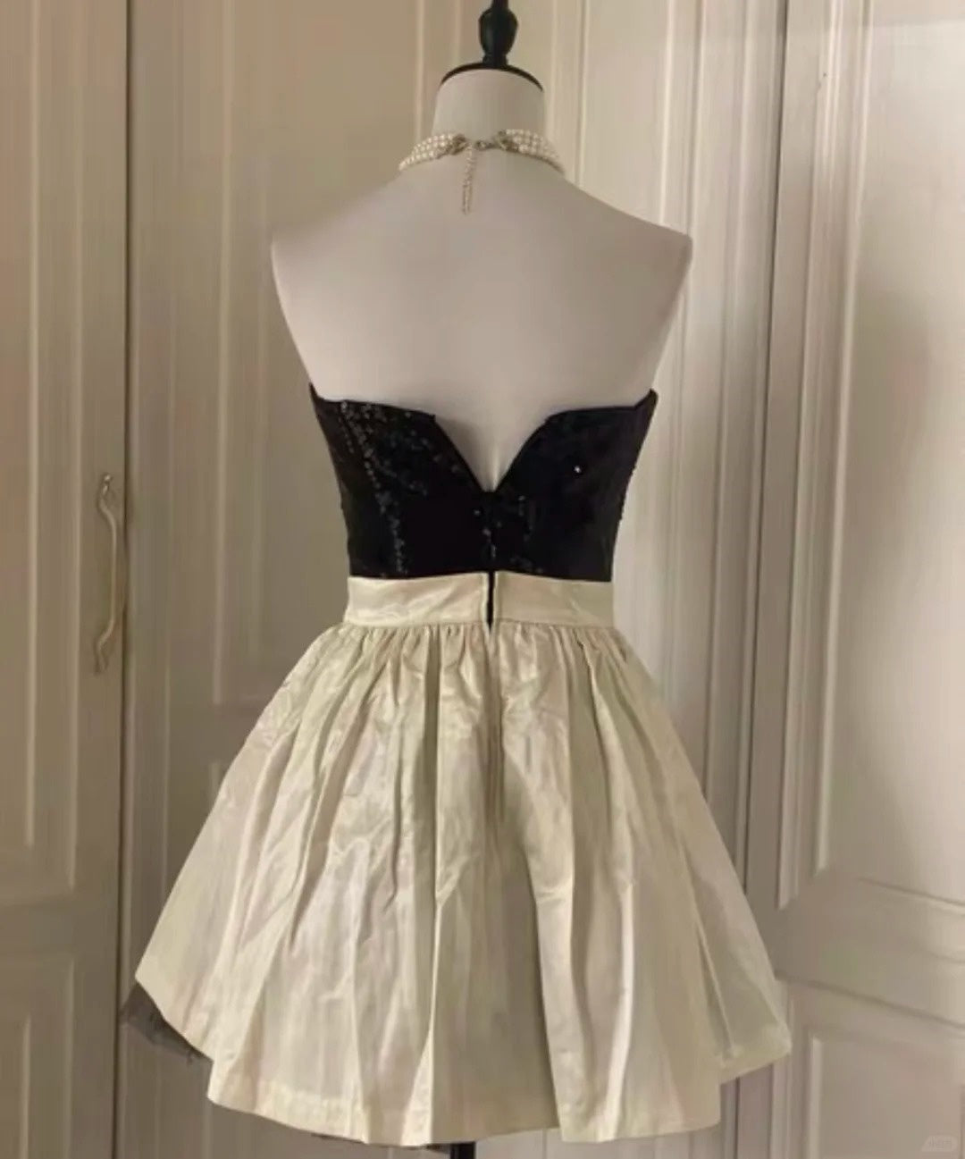 ✨White Retro Shiny Elegant Princess Short Sequin Homecoming Dress Birthday Party Dress~🖤 gh4268