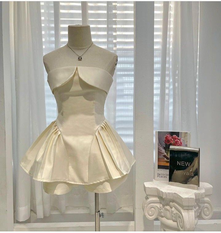 Girlhomeshops-Beige short homecoming dress birthday party dress gh5397