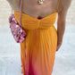Orange and yellow fashion gradient long chiffon ball gown evening dress travel holiday beach party dress gh4825