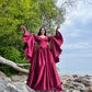Robe de soirée longue en satin fuchsia, élégante, vintage, décolleté en cœur, longueur au sol, gh4080