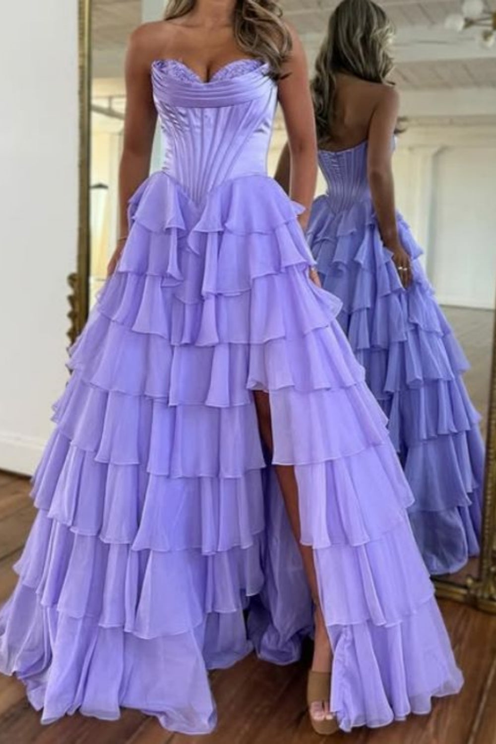 girlhomeshops-Gelbes, elegantes, langes Ballkleid aus Tüll, gh5872