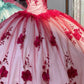 Robe de soirée en tulle rouge magnifique et exquise avec des appliques florales douces et longues gh3345