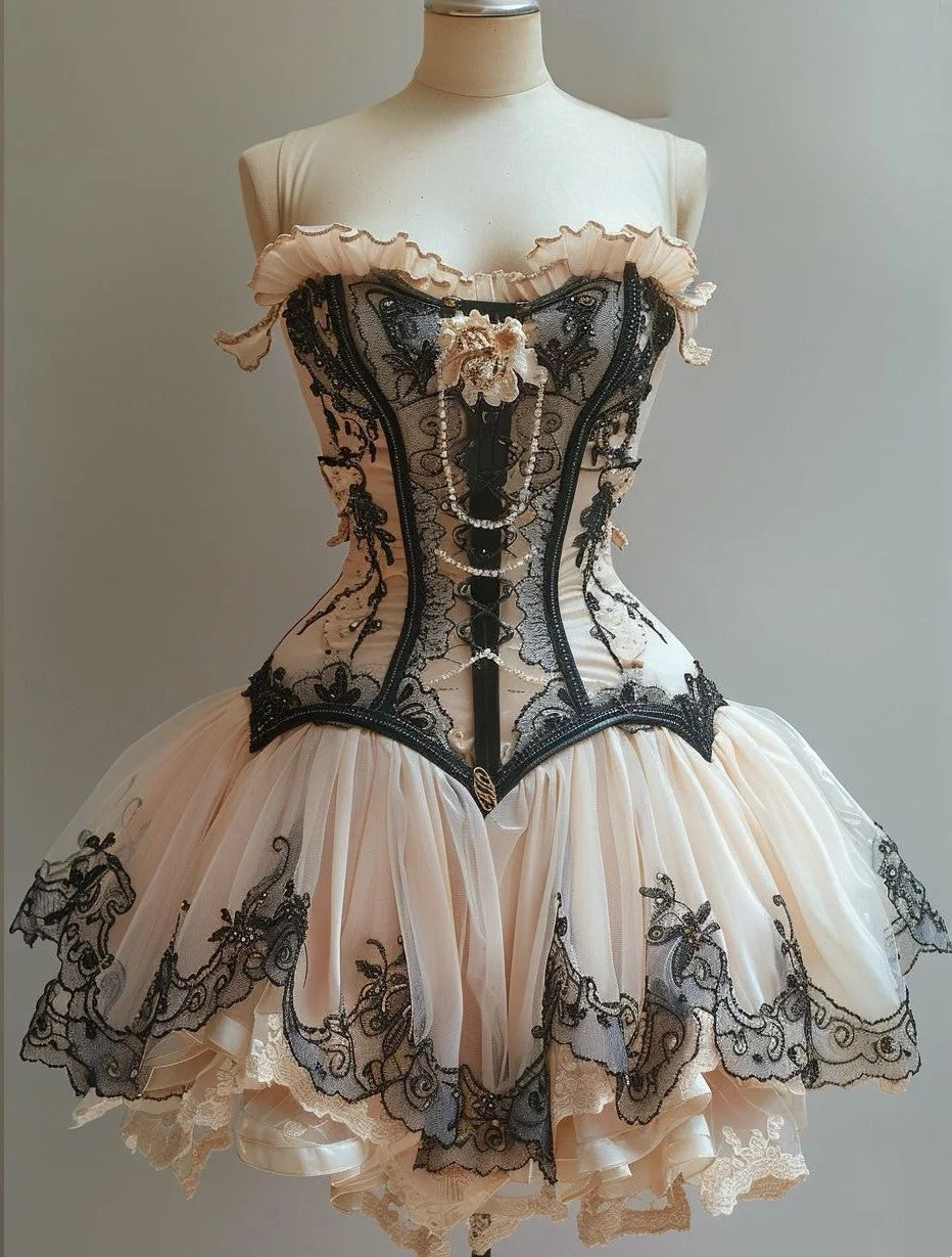 Black Vintage Sweet Lace Floral Short Chiffon Homecoming Dress Birthday Party Dress Prom Dress gh4692