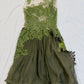 girlhomeshops-Olive Green Lace and Chiffon Paneled Sleeveless Midi Dress gh6311