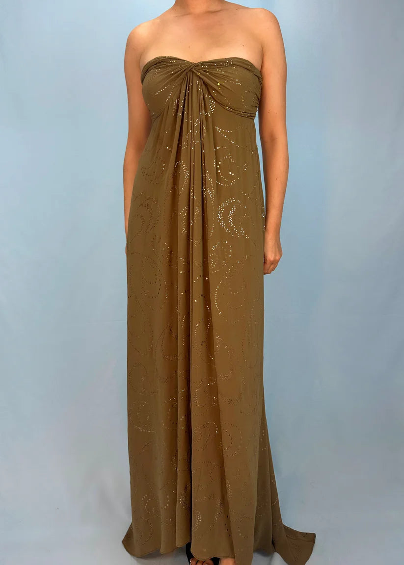Robe de soirée longue en mousseline de soie, élégante, vert matcha, avec perles exquises, longueur au sol, robe de bal, robe de soirée, gh3771