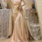 Robe de soirée longue en satin rose clair à fleurs Morandi gh4489