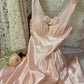 Robe de soirée longue en satin rose clair à fleurs Morandi gh4489