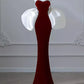 Burgundy Fashion Elegant Mermaid Off-shoulder Long Slim Velvet prom dress Evening Dress Party Dress gh3574