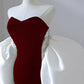 Burgundy Fashion Elegant Mermaid Off-shoulder Long Slim Velvet prom dress Evening Dress Party Dress gh3574