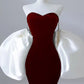 Burgundy Fashion Elegant Mermaid Off-shoulder Long Slim Velvet prom dress Evening Dress Party Dress gh3574