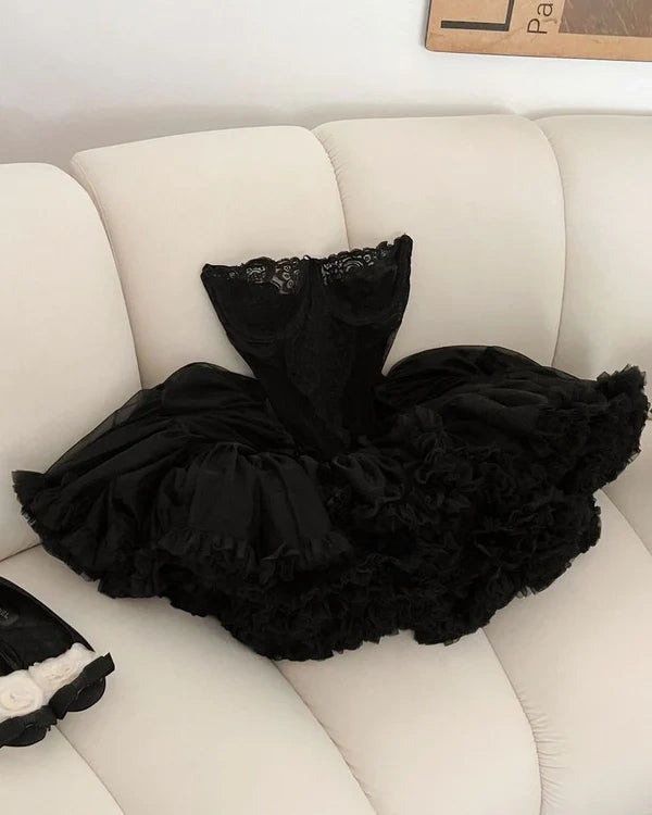 Girlhomeshops--Black exquisite lace short homecoming dress birthday party dress gh5457