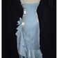 Blue shiny stylish elegant spaghetti straps long satin ball gown evening dress party dress gh3489