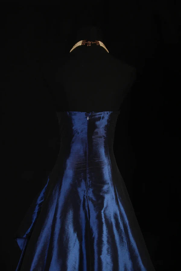 Navy Blue Vintage Elegant Fashion Ball Gown Off Shoulder Long Satin Prom Dress Evening Dress Party Dress gh4246