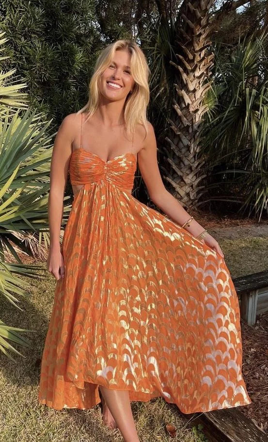 Orange New Arrival Fashion A-Line Long Elegant Prom dress Evening Dress Party Dress gh3450