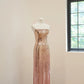 Girlhomeshops-Pink Gold Shiny Fashion Long Sequined Prom Dress Evening Dress Party Dress gh5060