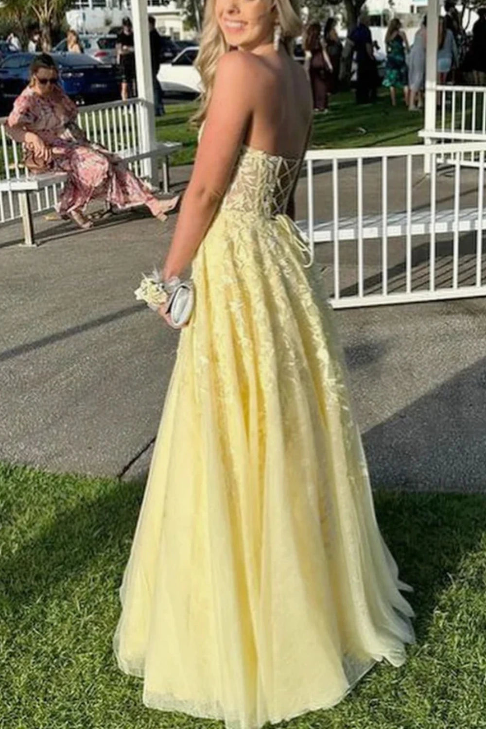 Yellow Tulle Long Dress Formal Dress gh6541