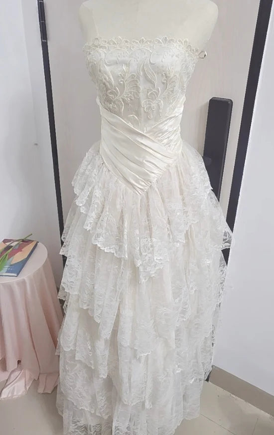 girlhomeshops--White Long Elegant Tulle Ball Gown Wedding Dress gh5565