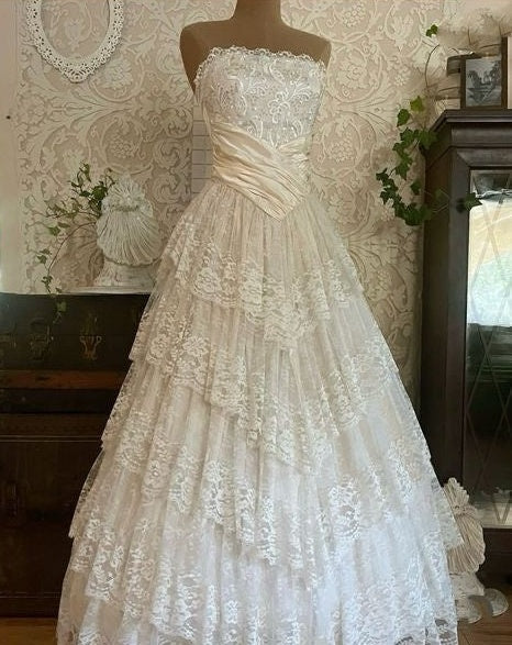girlhomeshops--White Long Elegant Tulle Ball Gown Wedding Dress gh5565