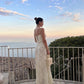 Ivory Tulle Spaghetti Strap Elegant Long Evening Gown Party Dress gh3014