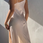 Girlhomeshops--Light pink sexy elegant lace long slit prom dress party dress gh5506
