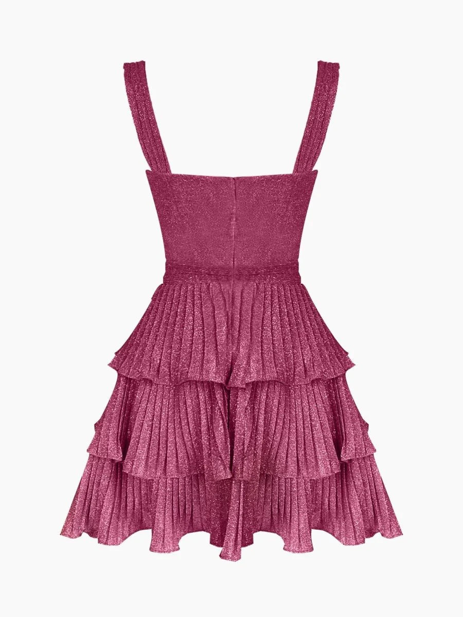 Pink Fashion Shiny Cute Ruffle Short Chiffon Homecoming Dress Birthday Holiday Party Dress gh4849