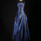 Navy Blue Vintage Elegant Fashion Ball Gown Off Shoulder Long Satin Prom Dress Evening Dress Party Dress gh4246