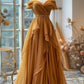 Robe de soirée longue en mousseline de soie à bretelles spaghetti élégante et orange, robe de bal, robe de soirée, robe de demoiselle d'honneur gh3523