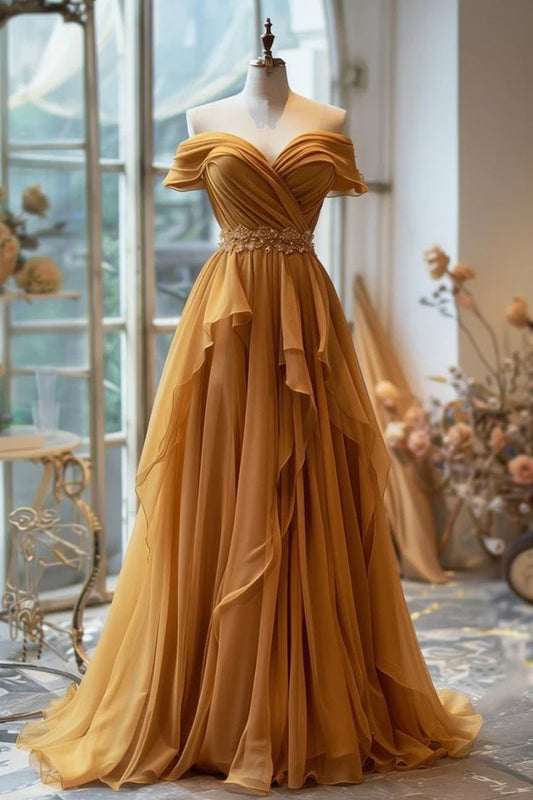Robe de soirée longue en mousseline de soie à bretelles spaghetti élégante et orange, robe de bal, robe de soirée, robe de demoiselle d'honneur gh3523