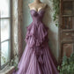 Purple Fashion Elegant Exquisite Beaded Long Tulle Ball Gown Evening Dress gh3599