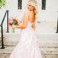 Pink Sweet Heart Neck Beautiful Floral Long Satin Ball Gown Evening Dress Party Dress gh3298